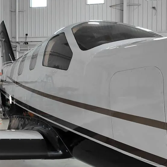 Aircraft in a hangar on a scheduled detailing maintenance program