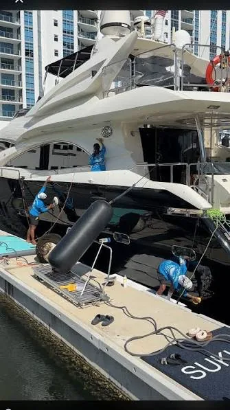 Yacht exterior detailing in progress